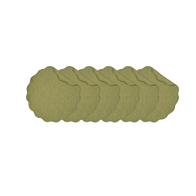 C&F Home Christiana Sweet Pea Reversible Machine Washable Round Scallop Quilt Placemats Set of 6