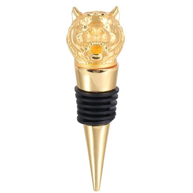 Hemoton Vintage Metal Wine Bottle Champagne Stopper Zodiac Signs Tiger Head Shaped Wine Caps Sealers Preservers Saver Wine Bottle Seal Plug for Wedding Bar Party