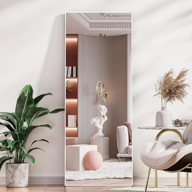 Hasipu 71"x28" Floor Mirror Full Length, Free Standing or Leaning Against Wall Mirror Full Body Mirror with Stand for Bedroom Living Room, White