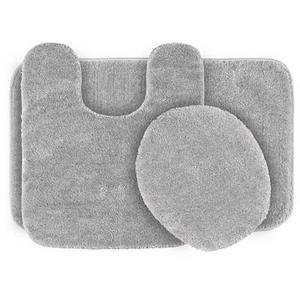 Garland Rug - Garland 3 Piece Traditional Washable Nylon Bath Rug Set - Platinum Gray