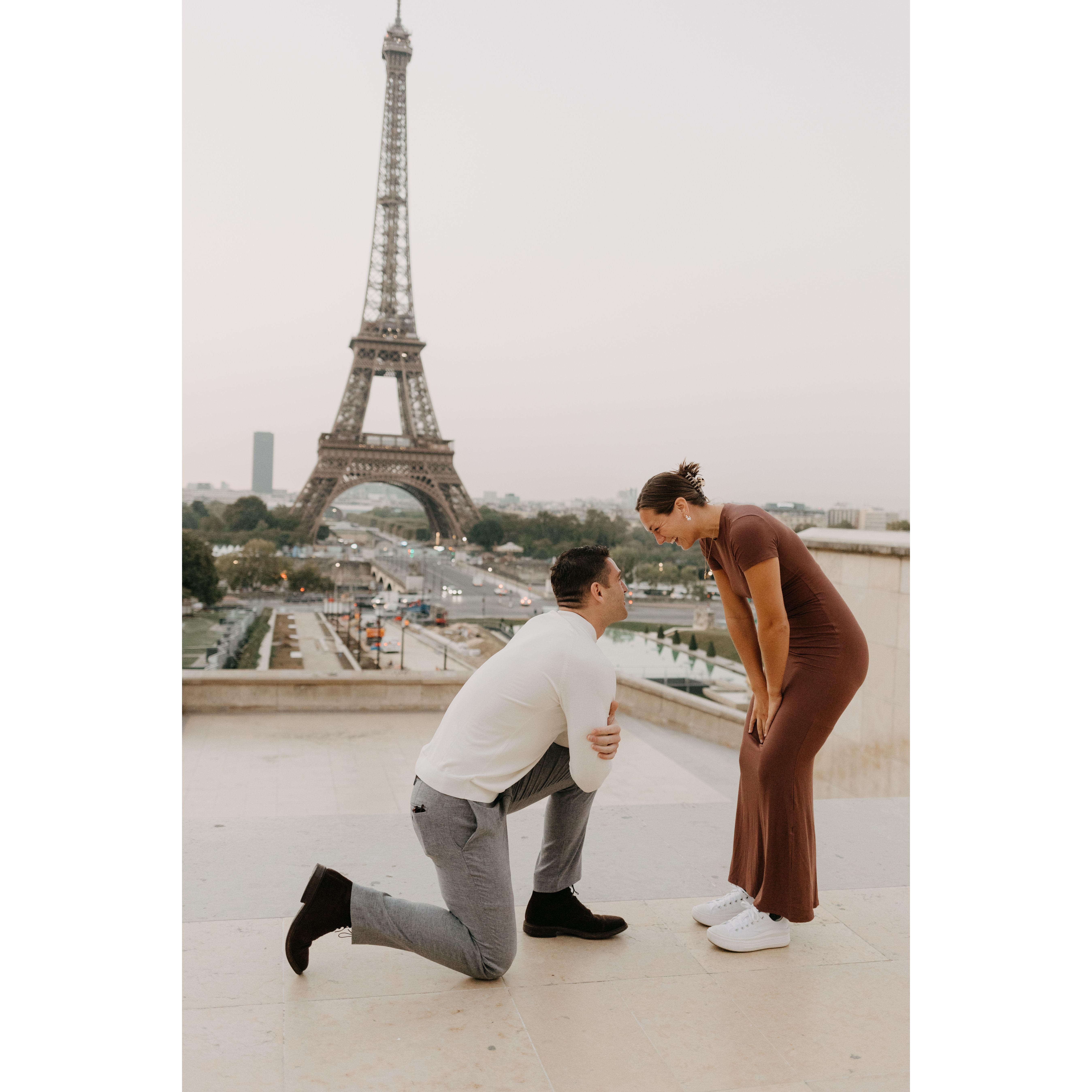 Will proposing to Payton. Fun fact: he was so nervous he opened the ring box upside down!