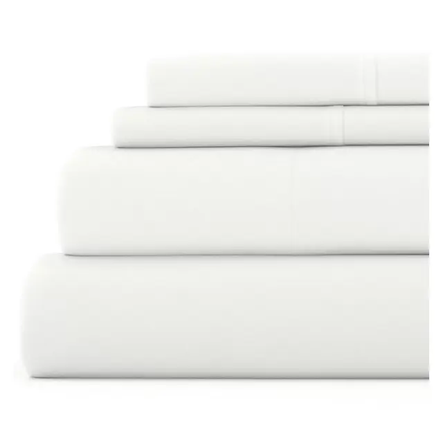 100% Cotton Flannel 4PC Sheet Set Super Soft - Becky Cameron, Solid White, King