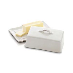 Crate&Barrel - Marin White Covered Butter Dish