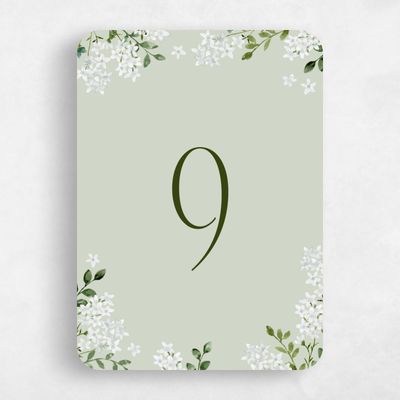 Green Rounded Wedding Table Number - Daisi