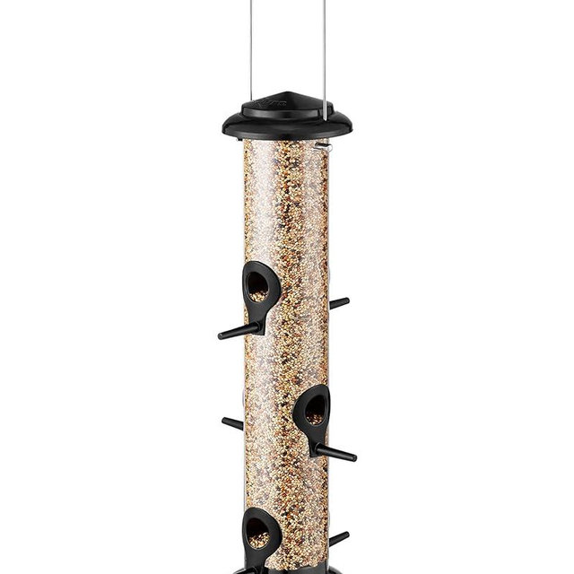 iBorn Metal Bird Feeders Black Wild Bird Feeder for Outdoors Hanging All Metal Black Finishing 14 Inch 6 Port(Seed is not Included)