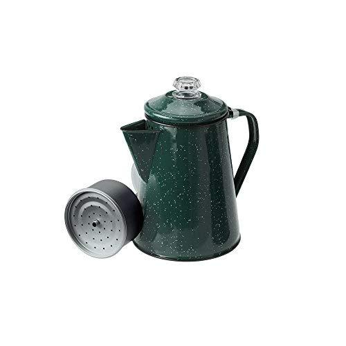 GSI Outdoors 12 Cup Enamelware Classic Percolator for Campsite, Cabin, RV, Farmhouse Kitchen, Green