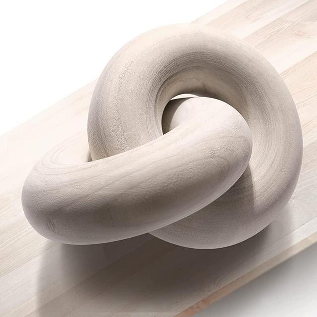 Round Coffee Table Wood Knot Decor, Shelf Decor, Wooden Chain Link Decor, Coffee Table Decor, Boho Home Decorations for Living Room, Farmhouse Dining Table Decor