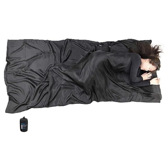 Browint Silk Sleeping Bag Liner, Silk Sleep Sheet, Sack, Extra Wide 87"x43", Lightweight Travel and Camping Sheet for Hotel, More Colors for Option, Reinforced Gussets, Pillow Pocket