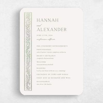 Beige Rounded Wedding Program - Viridian