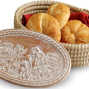 Bread Warmer Basket with Stone - Meadow