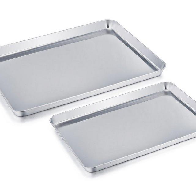 TeamFar Baking Sheet Cookie Sheet Set of 2, Pure Stainless Steel Non Toxic & Healthy
