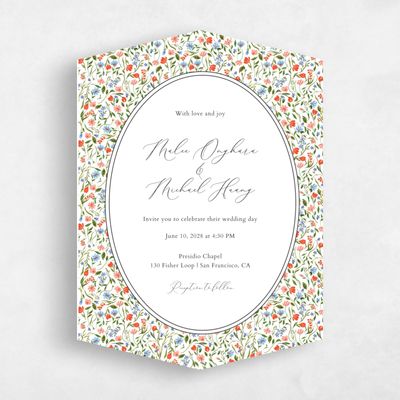 White Diamond Wedding Invitation - Ariella Portrait