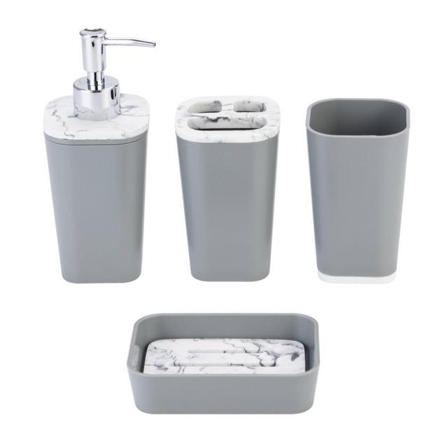 4pc Plastic/Poliresine Bathroom Set Gray - KRALIX