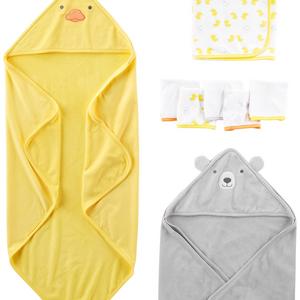 Simple Joys by Carter's Towel and Washcloth Set, Yellow/Grey, One Size