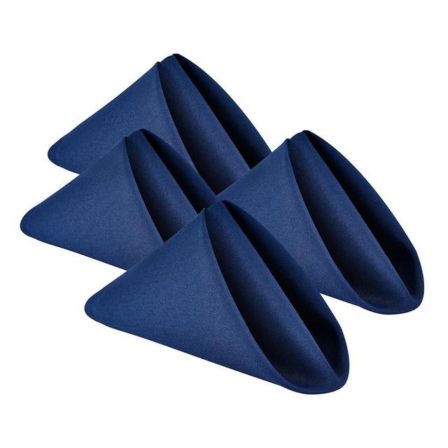 Wolkemer Set of 4 Navy Blue Cloth Napkins 17 x 17 Inches Solid Washable Polyester Dinner Napkins with Hemmed Edges for Dinners Parties Weddings Banquets Events Table Decoration