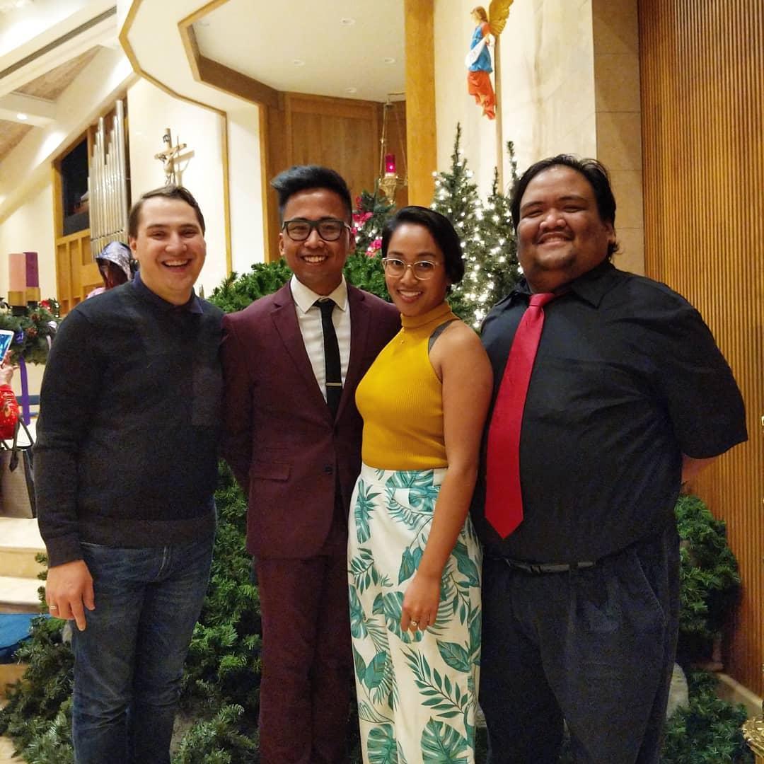 Christmas Mass 2018 with Ysabel, Angelo's sister and Paolo, Angelo's brother.