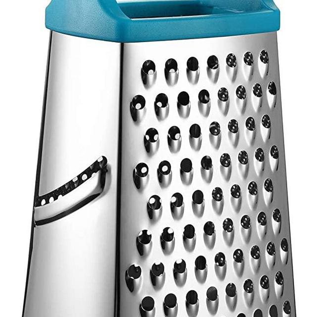 Spring Chef Professional Box Grater, Stainless Steel with 4 Sides, Best for Parmesan Cheese, Vegetables, Ginger, XL Size, Teal