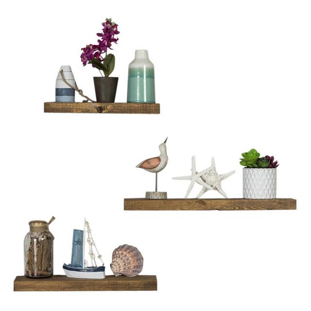 True Floating Shelves, Three-Piece Set, Dark Walnut