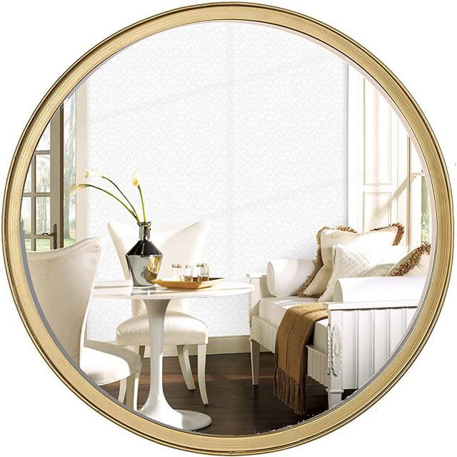Round Gold Wall Mirror 18 Inch for Bathroom Entry Dining Room Living Room Wall Decor(Large)