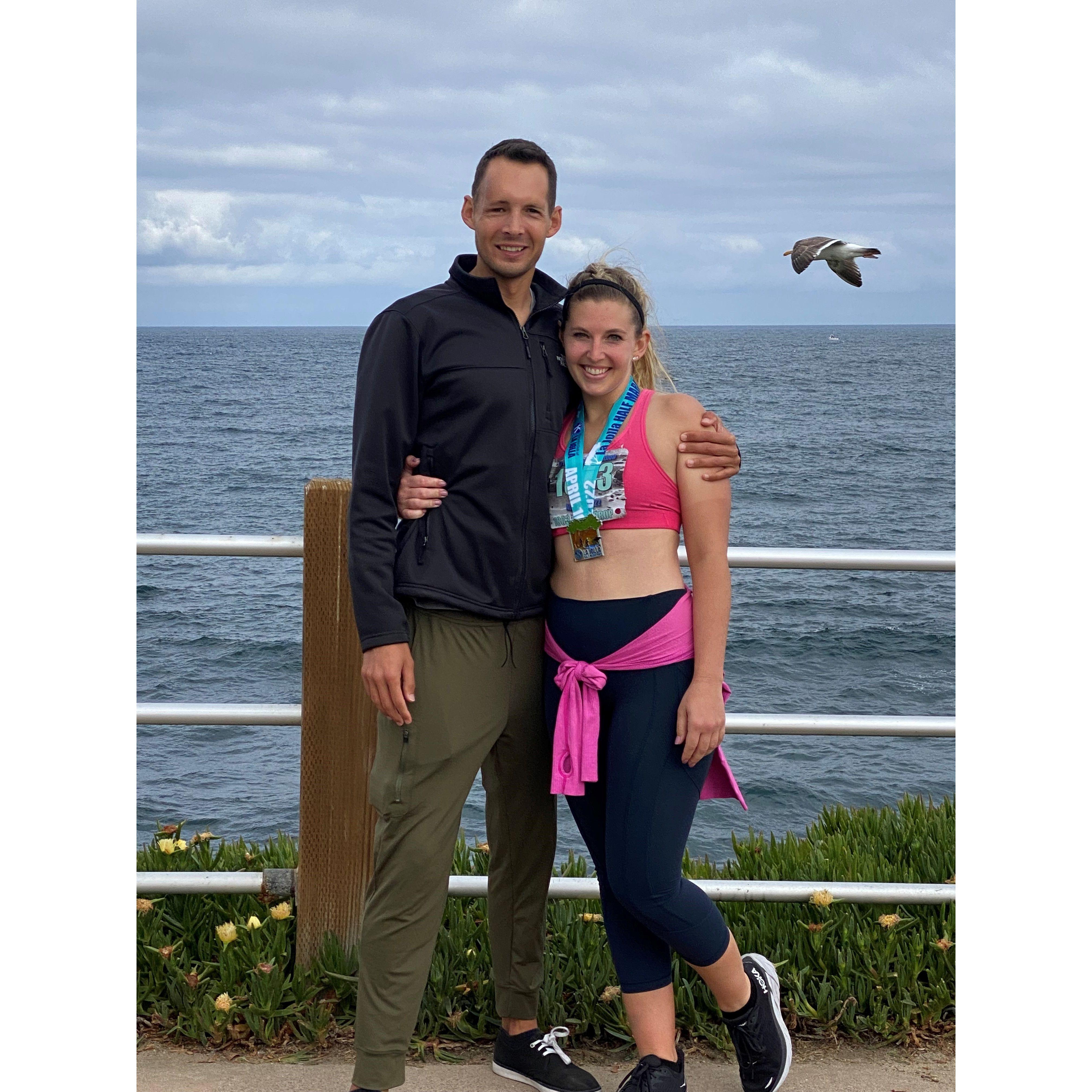 This was our first photo as a couple together. After Lex ran the La Jolla half marathon. Flash forward to a couple years later and this is now the view from where we are getting married.