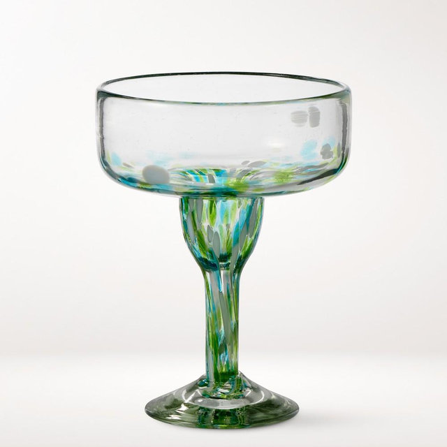 Multi-Confetti Recycled Maragarita Glasses, Set of 4