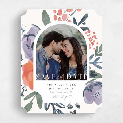 Beige Ticket Wedding Save the Date - Colletta Photo