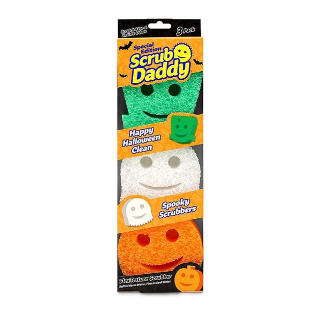 scrub daddy, the original scrub daddy - flextexture sponge, soft in warm  water, firm in cold, deep cleaning, dishwasher safe, multiuse, scratch  free, odor resistant, functional, ergonomic, 3pk 