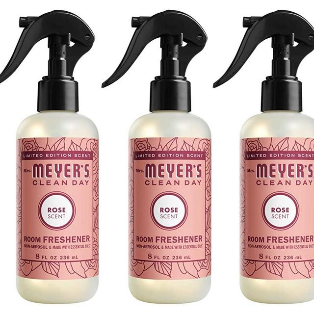 Mrs. Meyer's Room and Air Freshener Spray, Non-Aerosol Spray Bottle Infused with Essential Oils, Limited Edition Rose, 8 fl. oz - Pack of 3