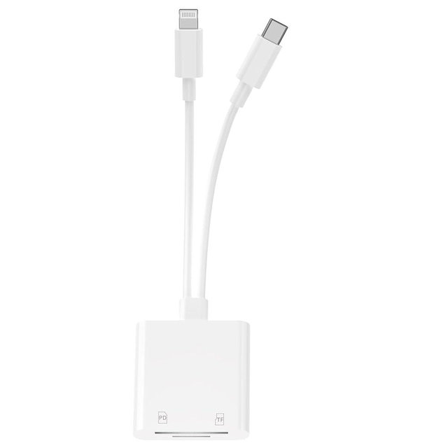 [Apple MFi Certified] iPhone SD Card Reader, 4 in 1 Cameras SD Reader with Dual Slot for MicroSD/TF, Photography Memory Card Trail Game Camera Viewer Adapter, Plug and Play for iPhone/iPad/iMac/DJI