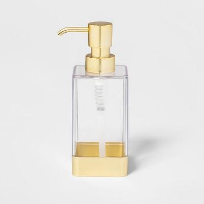 Square Soap/Lotion Dispenser Gold/Clear - Room Essentials™