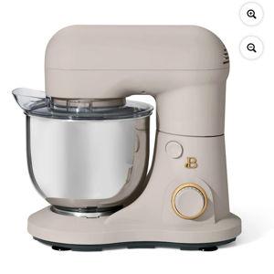 Beautiful 3.5 Qt Stand Mixer, Porcini Taupe with Flat Beater, Dough Hook, Balloon Whisk