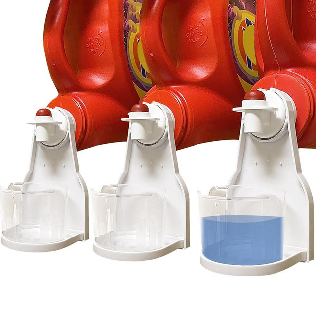 3 Pack Laundry Detergent Cup Holder, Fabric Softener Gadget Cup Holder Fit for Most Softener Liquid Economic Sized Bottles No More Mess or Leaks Keep Room Tidy