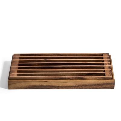 Kalmar Home Acacia Wood 3 in 1 Bread Crumb Catcher/Trivet/Tray