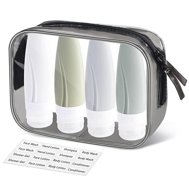 Portable Travel Bottles TSA Approved, INSFIT 2oz Leak Proof BPA Free Silicone Cosmetic Travel Size Toiletry Containers for Men & Women, Squeezable Silicone Tubes, Refillable Bottles for Shampoo 4 Pack