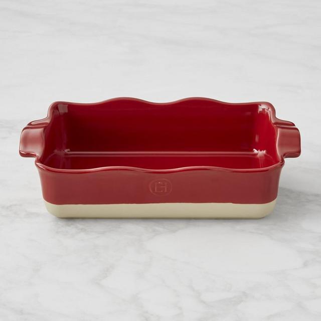 Emile Henry French Ceramic Ruffle Rectangular Baker, Small, Burgundy