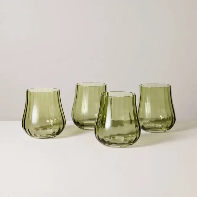 Set of 4 14oz Short Water Glasses Green - Hearth & Hand™ with Magnolia