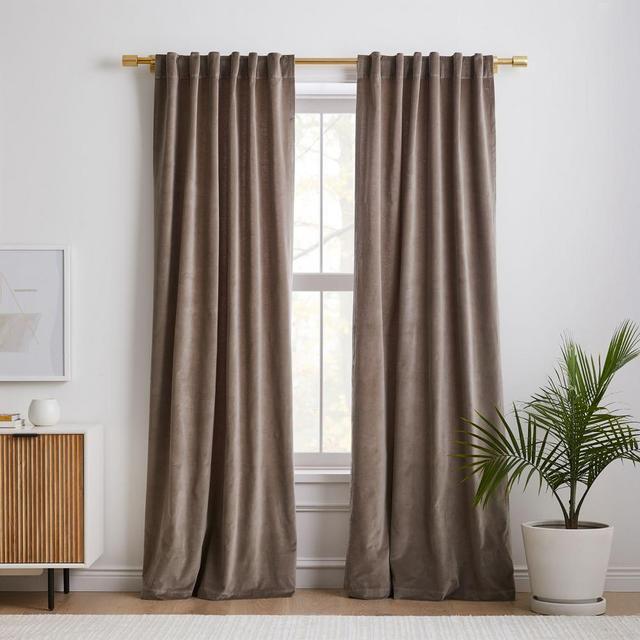 Cotton Velvet Curtain, Mocha , 48"x84"