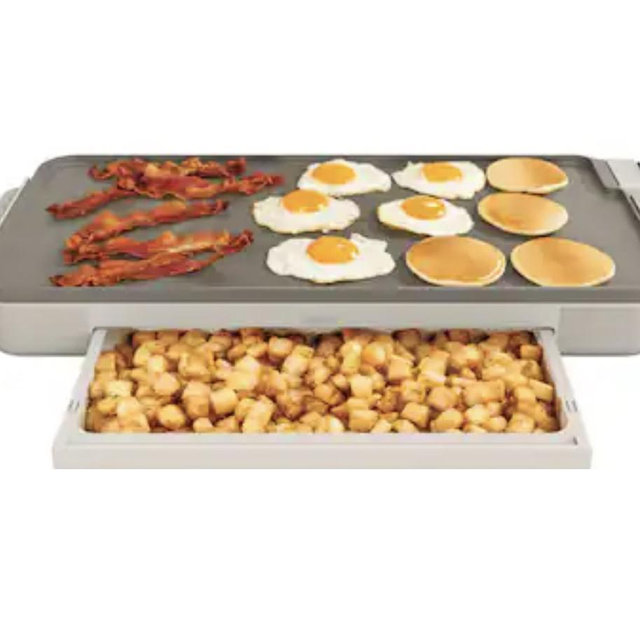 Bella - 10" x 20" Electric Griddle with Warming Tray - Oatmilk