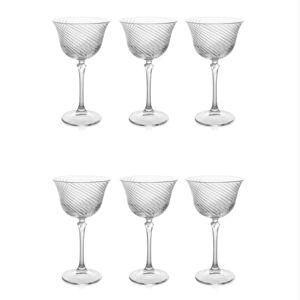 Set of 6 Julia Twisted Cut Crystal Coupes