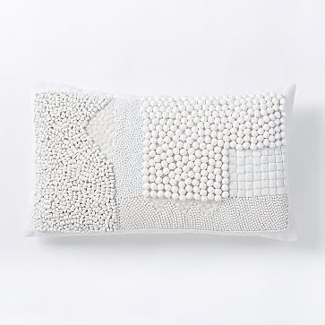 Mixed Beaded Pillow Cover - White
