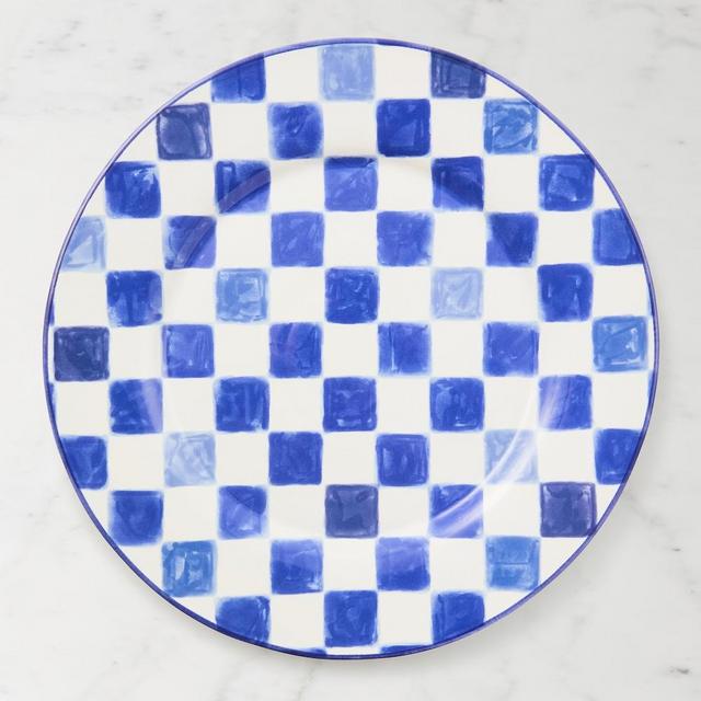 MacKenzie-Childs Stoneware Check Round Platter, Indigo