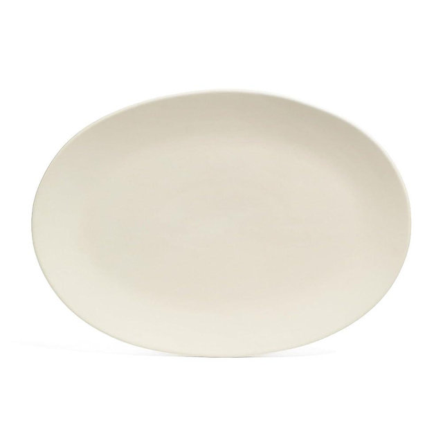 over&back Coupe Stoneware Serving Platter - Elegant 1-Piece Oval Serving Platter to Complete Your Kitchen Set - 16.4" x 11.5" - Semi-Matte Ivory
