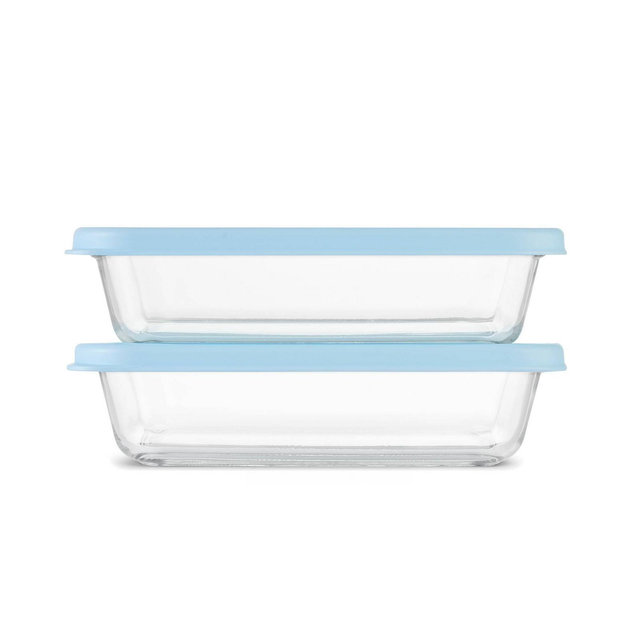 Ello 4pc Everyday 4.5c Glass Food Storage Containers Blue