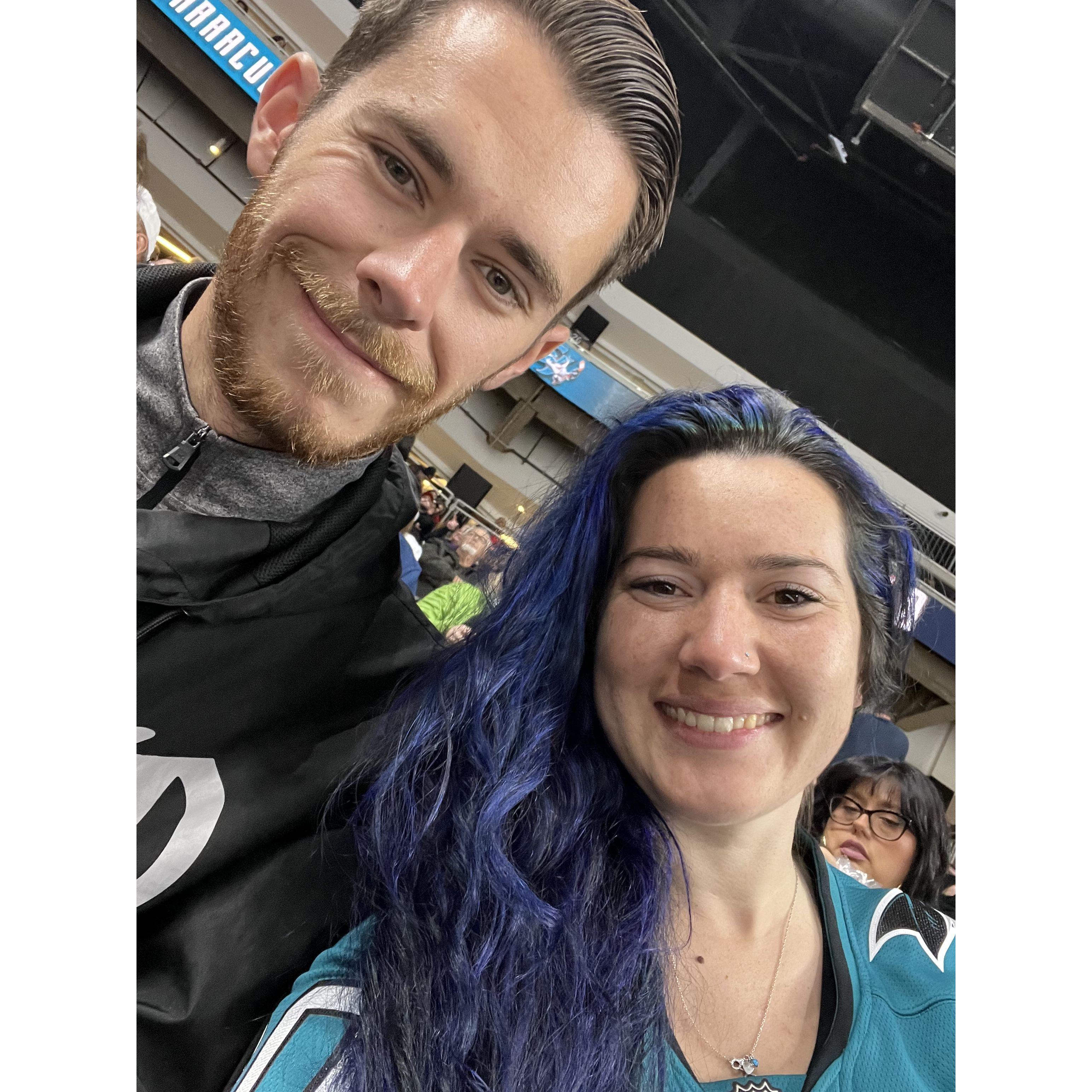 Finally got him to a hockey game. We lost horribly that night.