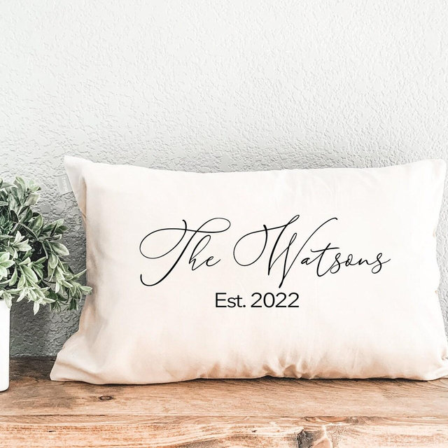 Custom Name Pillow, Personalize Family Name Pillow, Last Name Pillow Cover, Anniversary Gift, Wedding Gift, Housewarming Gift, Decor Gift