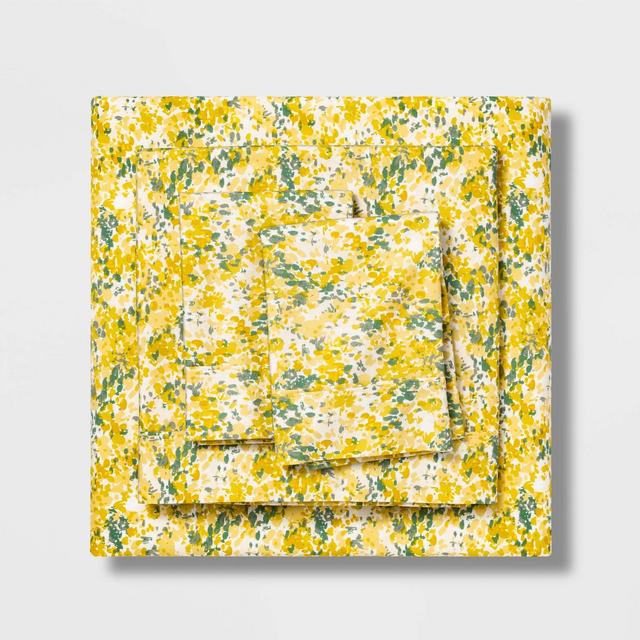 Full 300 Thread Count Organic Cotton Printed Sheet Set Watercolor Floral - Threshold™