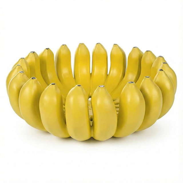 NATURABOWL 12 inch large Banana fruit bowl holder Handcrafted Art Centerpiece - Modern bowl for Kitchen,Dining Table & Entryway - Home Decor - Premium gifts - Sculptural Home Decor. (Yellow)