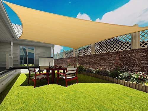 COCONUT Rectangle Sun Shade Sail 16 X 20 Ft UV Block Sunshade Canopy Awning Cover for Outdoor Patio Deck Garden Lawn Yard (Sand Color), 16' x 20'