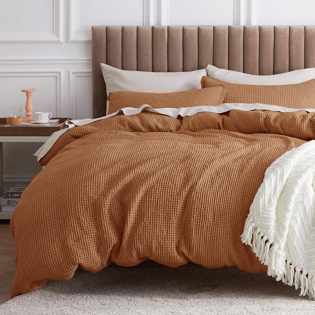 Bedsure Cotton Duvet Cover King - 100% Cotton Waffle Weave Hazel Duvet Cover King Size, Soft and Breathable King Duvet Cover Set for All Season (King, 104"x90")