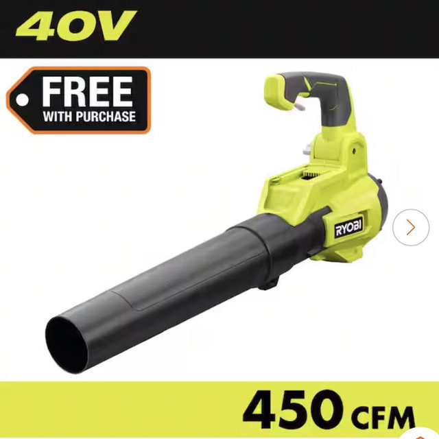 RYOBI 40V 120 MPH 450 CFM Cordless Battery Variable-Speed Jet-Fan Leaf Blower (Tool-Only) RY404012BTL